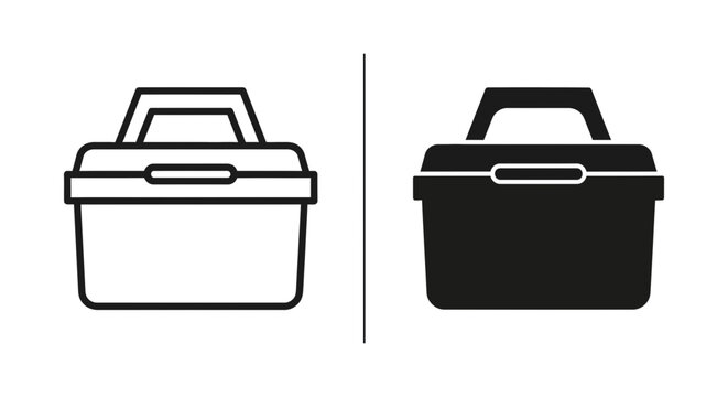 Toolbox icon set, simple style, vector illustration of a tool box, storage container for tools, equipment box for construction
