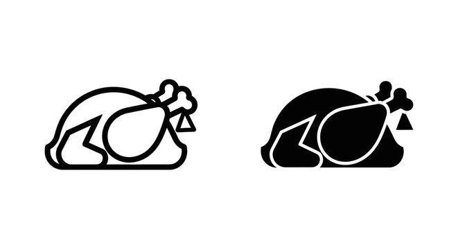 Roasted chicken icon, simple vector illustration of a whole cooked turkey or chicken, food concept for menu or restaurant design