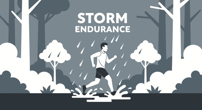 Runner's Grit: Displaying Perseverance and Bravery in Heavy Rainfall Environment