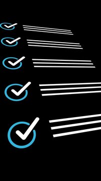 Professional entrepreneur businessman working in office check checklist form document report checkbox questionnaire task to-do list. Motion graphics of verified concept