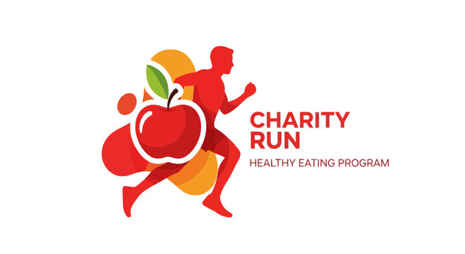 Running For Health And Wellness With An Apple Logo A Vibrant Charity Event