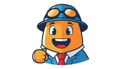 Fototapeta premium Cartoon character in blue suit with thumbs up isolated on white background