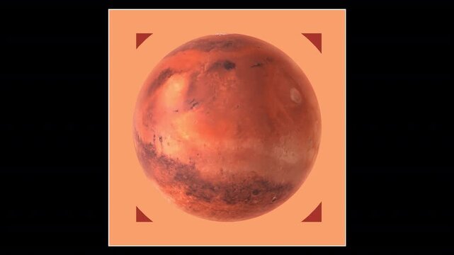 Realistic Rotating Mars Loop, Planet Animation in Space HD Transparent Background with gradient around the object