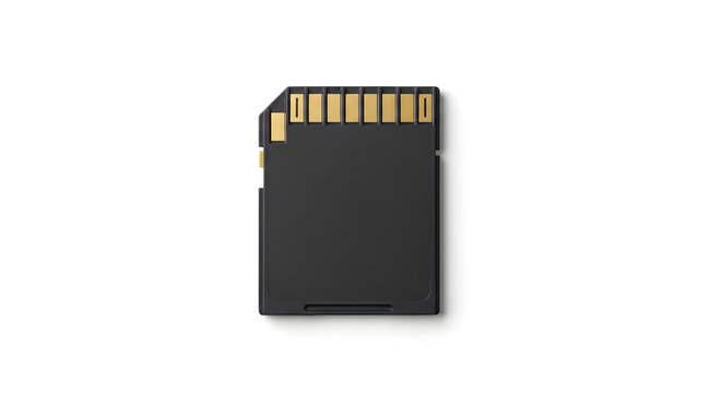 SD card with gold contacts on a white background transparent background