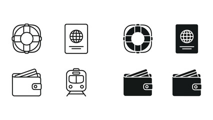Essential travel and transit icons collection © Freefire