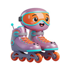 Fototapeta premium Playful 3D character roller skating with helmet
