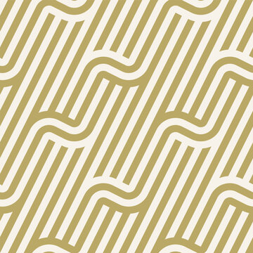 Seamless geometric pattern with gold diagonal striped lines, creating a modern abstract background for elegant design. Vector illustration.