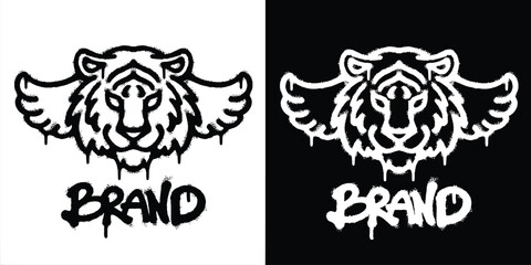 Obraz premium Tiger With Wings Urban graffiti style logo