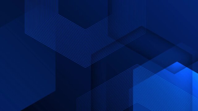 Abstract animated background with layered blue transparent hexagons and smooth geometric movement creating a futuristic dynamic visual composition ideal for ads, digital art, or creative design themes