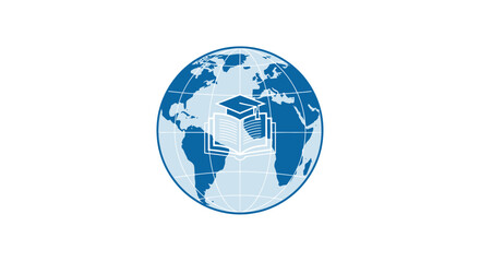 Obraz premium Global education depicted with a globe and book symbol, representing international learning