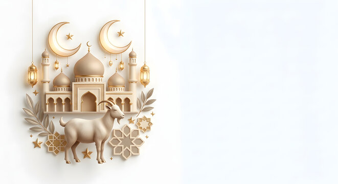 Bakrid muslim festival modern and traditional concept on background.