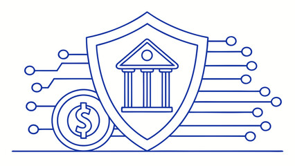 Fototapeta premium Cyber Security in Finance Vector Illustration with Shield Protection, Banking Data Security and Fintech Safety Concept