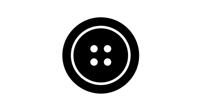 Minimalist monochrome button illustration depicting a classic clothing fastener object