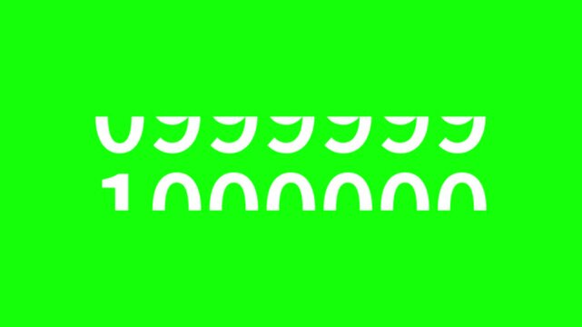 Digital Counter Animation Reaching One Million Milestone on Green Screen