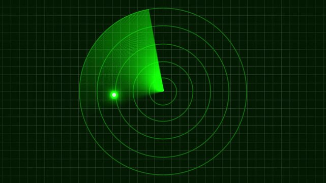 Green radar screen with concentric circles and target. Green radar screen with concentric circles data. Green radar screen with concentric circles for signal detection.