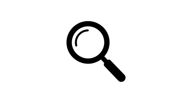 Magnifying glass icon: Search, discovery, investigation, and detailed examination, monochrome