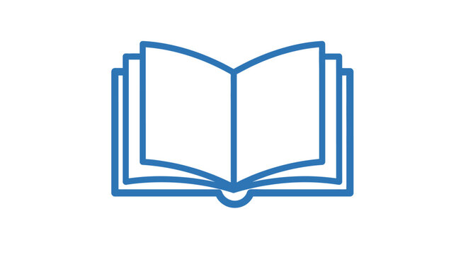 Minimalist Blue Book Icon Depicting Knowledge, Education, and Study Symbolism