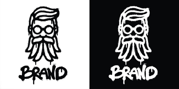 Bearded Man Urban graffiti style logo