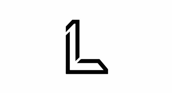 Stylized black geometric letter L on a white background
