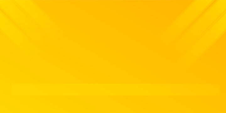 Minimal yellow background with light diagonal shadows and a 3D shelf platform. empty yellow studio room elegant
