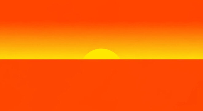 Abstract sunset illustration depicting a vibrant gradient of orange and yellow hues at dusk