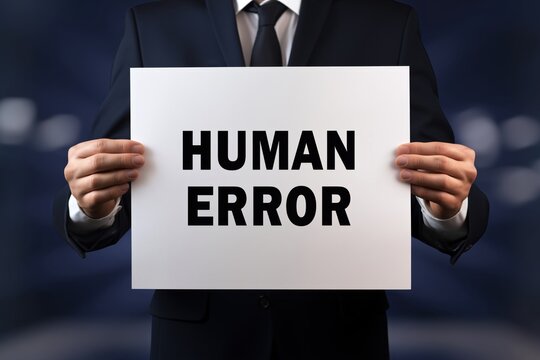 Professional holding a sign about acknowledging Human Error