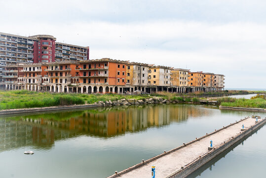 The abandoned resort village (Villaggio Coppola) in by the sea in Castel Volturno in Italy