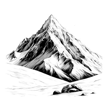 2D black and white illustration of Nanda Devi National Park isolated on a white transparent background