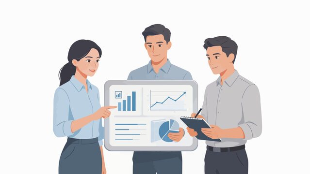Business team with data charts