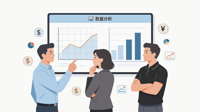 Business team data analysis presentation