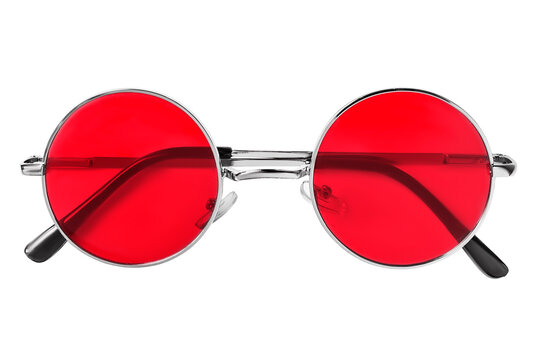 Red eyeglasses isolated