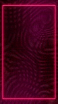 abstract red and pink neon light border frame background with wave grid lines animation,futuristic ai technology and science stream vertical social media motion background