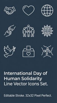 International Day of Human Solidarity icons set
