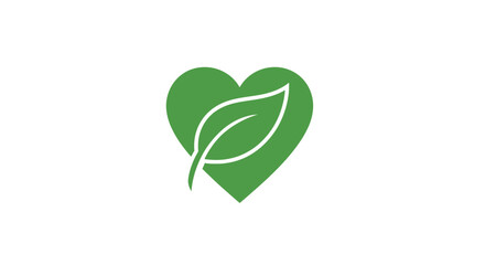 Fototapeta premium Eco-Friendly Heart with Leaf Illustration Representing Nature's Love and Environmental Care