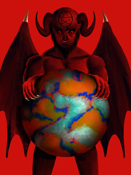 Satanic power and occult control over the earth. Template for Illustration, Banner, and etc.