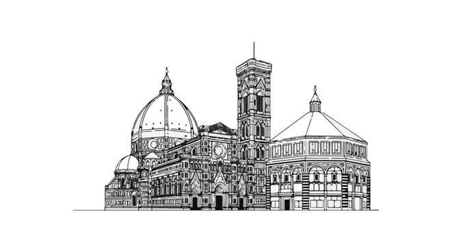Iconic European landmark with a large dome, bell tower, and octagonal baptistery