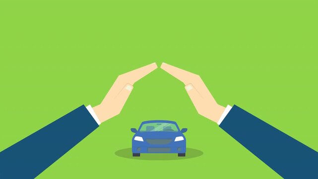 Car Insurance Protection Animation Hands Covering Vehicle Safety Auto Coverage Security Concept