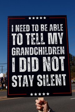 No Kings protest sign says not staying silent