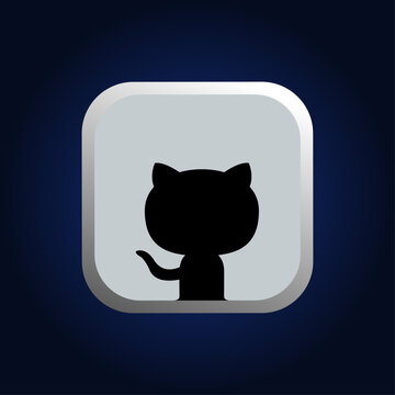 github  3d logo icon, social media github button.
