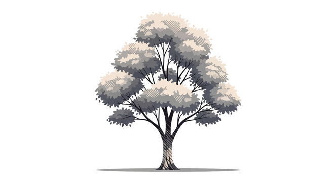 Illustration of a stylized tree with layered foliage and a clean white background