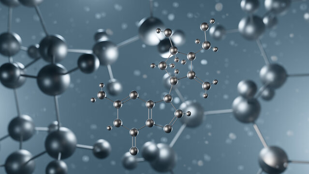 entecavir molecular structure, 3d model molecule, antiviral agent structural chemical formula view from a microscope