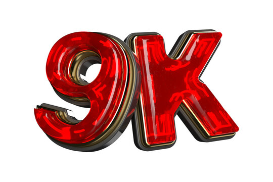 Red glass 9k number achieving social media goal
