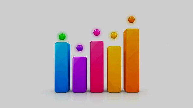 Colorful 3D Bar Chart Graphics.