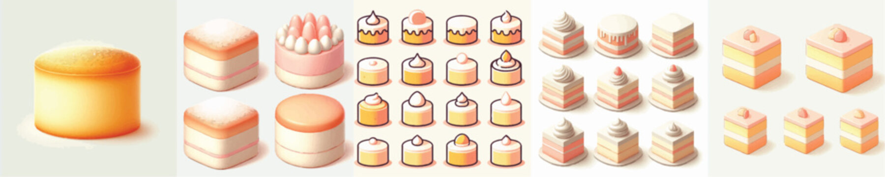 Sponge Cake Collection Vector Illustration