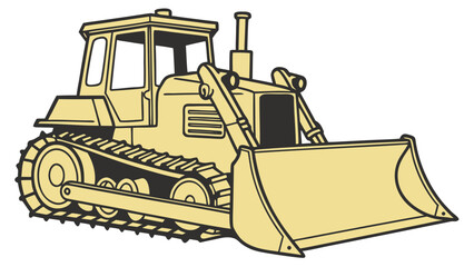 Yellow bulldozer construction vehicle vector graphic with bulldozer, excavator © Tasfia