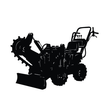 Industrial trencher machine bundle silhouette for digging projects.
