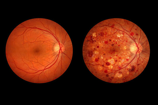 Healthy Retina vs Diabetic Retinopathy Fundus Comparison