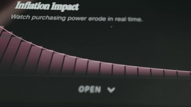 Inflation Impact concept with illustrative chart for purchasing power decreasing over time