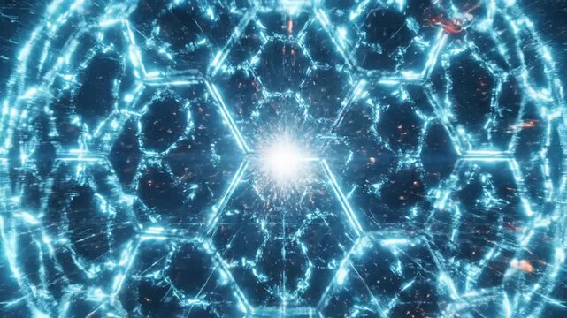 Digital Sphere Disintegration with Data Stream Background