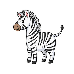 Obraz premium Cute cartoon zebra standing, black and white striped illustration
